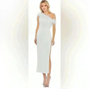 Mac Duggal A68147 - Feathered One-Shoulder Dress Size 14 NWT